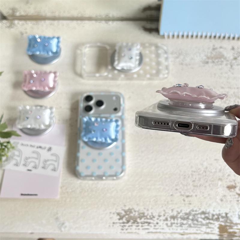 Rhinestone Polka Dot Magnetic Phone Holder for iPhone 17/16 Pro Max/15/14 Cases