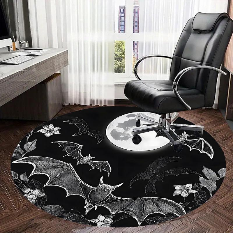 1pc Office Carpet Chair Mats Bat Moon Night Floral Design Perfect for Decorating Office Chairs, Living Rooms, Or Bedrooms.YDT070