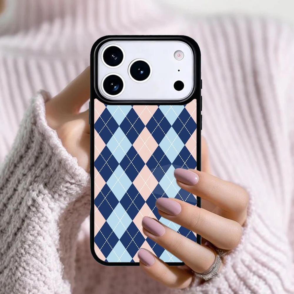 Argyle Pattern Phone Case For Apple iPhone 17 Air 16E 15 14 Plus 13 12 11 Pro Max Mini Funda Cover
