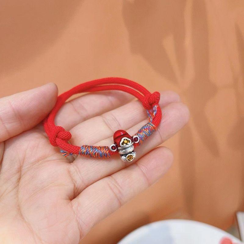 

2025 Новый S999 Стерлинговое серебро Пятисторонний Бог Богатства Мужской и Женский Плетеный Ремешок для Ношения Пара Ручные Украшения Модный Браслет на Удачу Single Mammon red rope has gift box