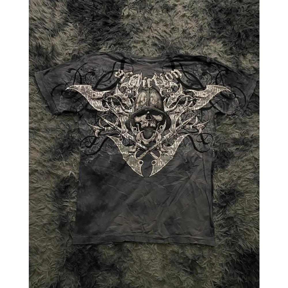 Sommer Herren Personalisiertes Totenkopf-Print Bequemes Rundhals-T-Shirt Outdoor Streetstyle Oberteil Lässige Damenbekleidung