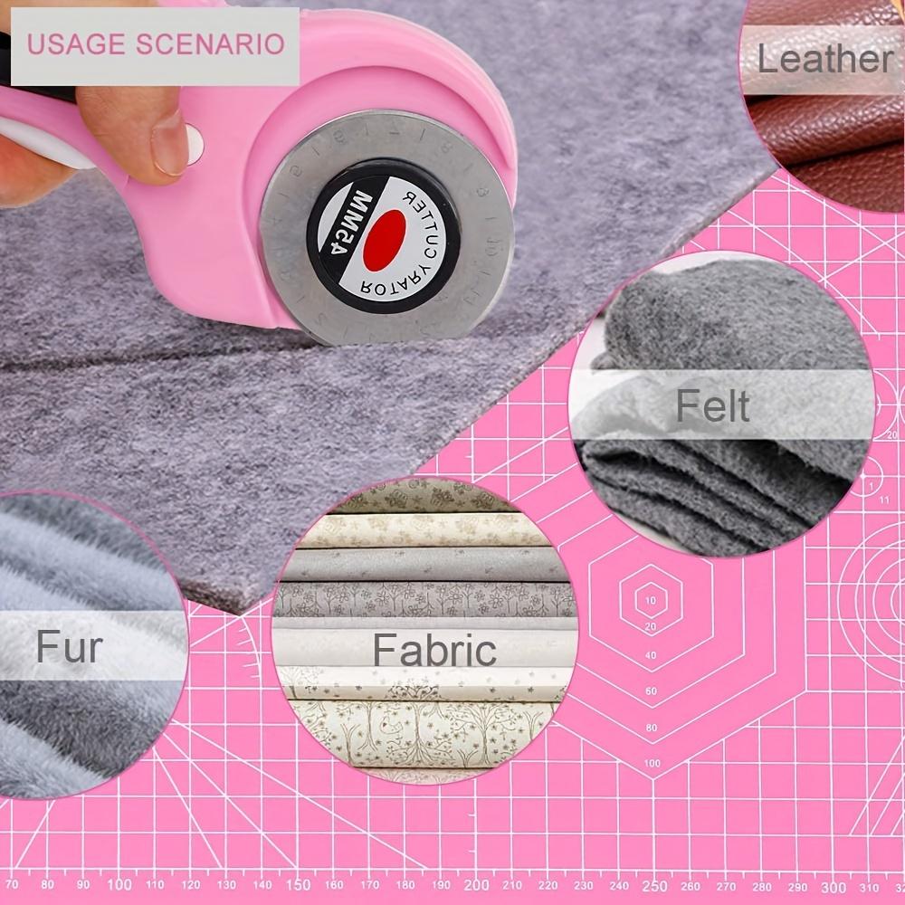 45mm Rotary Cutter Set Round Hob Craft Wheel Cutter Handle Roller with 5 Replacement Blades, Sewing Clip and Fabric Marker Pen