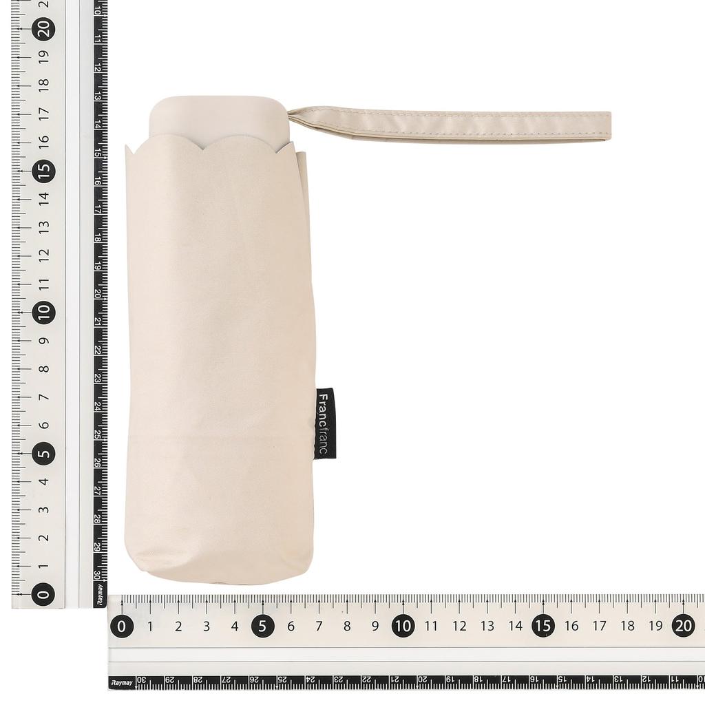Francfranc Compact Scalloped Folding 47cm and Rain Light Umbrella Umbrella, (Sun Umbrella), Beige, Lightweight, Sunshade/Rain