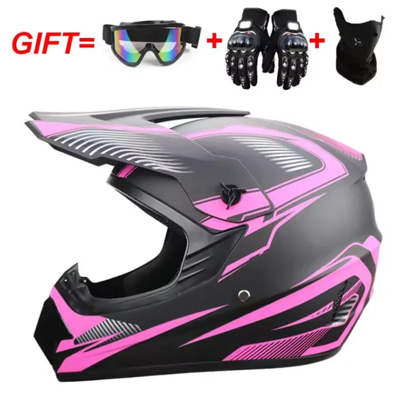 Full Face Motocross Helmet Kit Dot/Ece - For Adults & Youth - Comes With Mx Goggles & Gloves