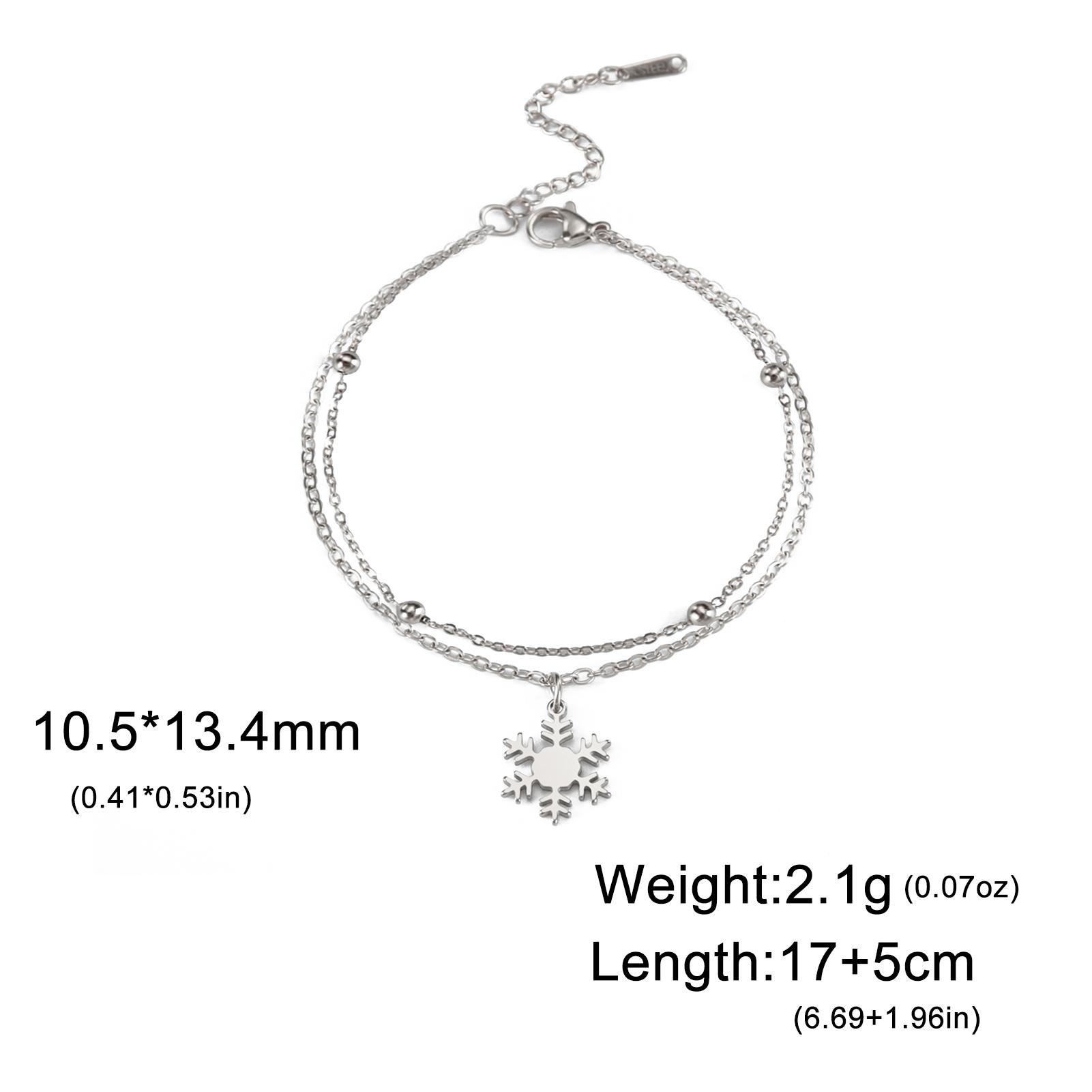 

Teamer Valentine s Day Snowflake Pendant Bracelets For Women Fashion Stainless Steel Double Layer Bead Chain Jewelry Gift 2026