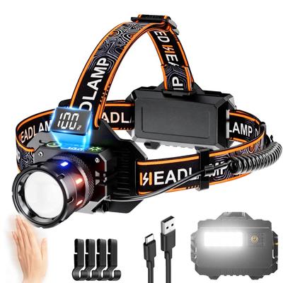 LED Headlight Release Sensor Function 2 Light 9 USB Rechargeable Bright Helmet Battery Ideal for Emergency Outdoor Night and [New - - Sources, Modes]