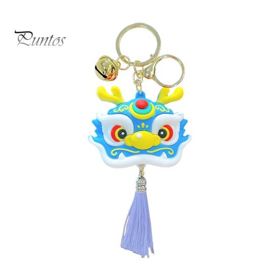 Keychain Dragon Head Bell Tassel Dekor Barevný Nerez Vynikající Jarní Festival Nový rok Dárková taška Přívěsek Držák na klíče Organizér na klíče