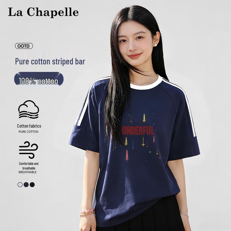 La Chapelle Women s Pure Cotton Striped T-shirt S