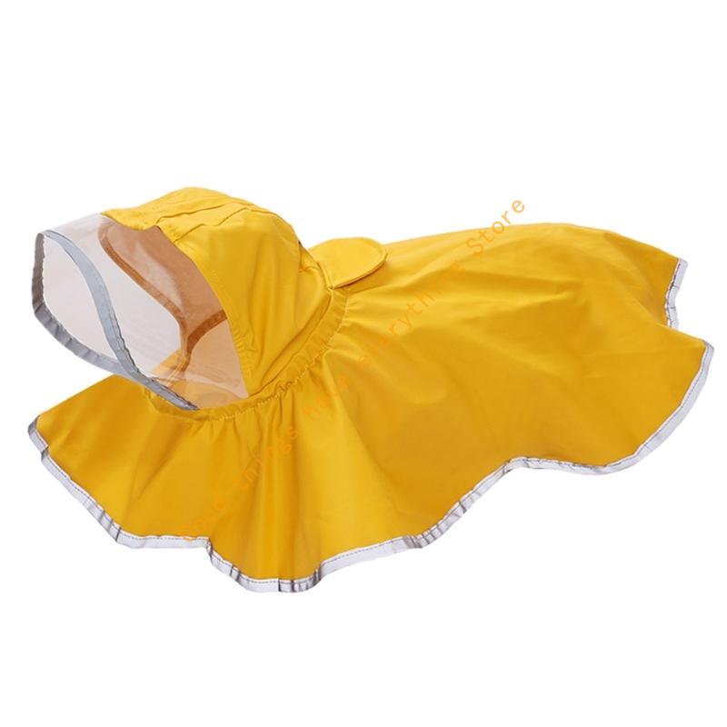 

Waterproof Hooded Pet Raincoat Double Layer Protections Comfortable Rain Jackets For Dog Rainy Day Outdoor Activity 55KF S жовтий