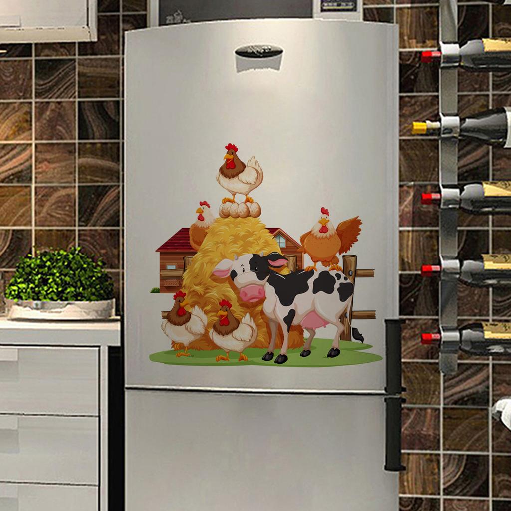 Cartoon Farm Animals Wall Sticker PVC Self-Adhesive Removable for Kitchen Bedroom Living Room Background Wall Home Decor Art