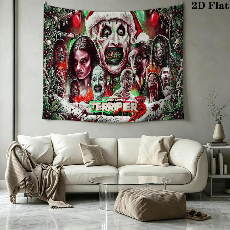Terrifier Horror Wall Tapestry Aesthetic Wall Hanging Printed Fabric Blanket Decorative Tapestries for Bedroom Living Room Home Decor