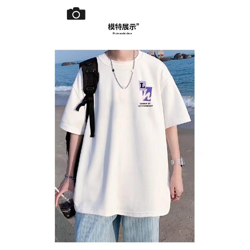 Tricou cu mânecă scurtă pentru bărbați, brand la modă, vară, vrac, cu mânecă cinci sferturi, la modă, minimalist, imprimat, top