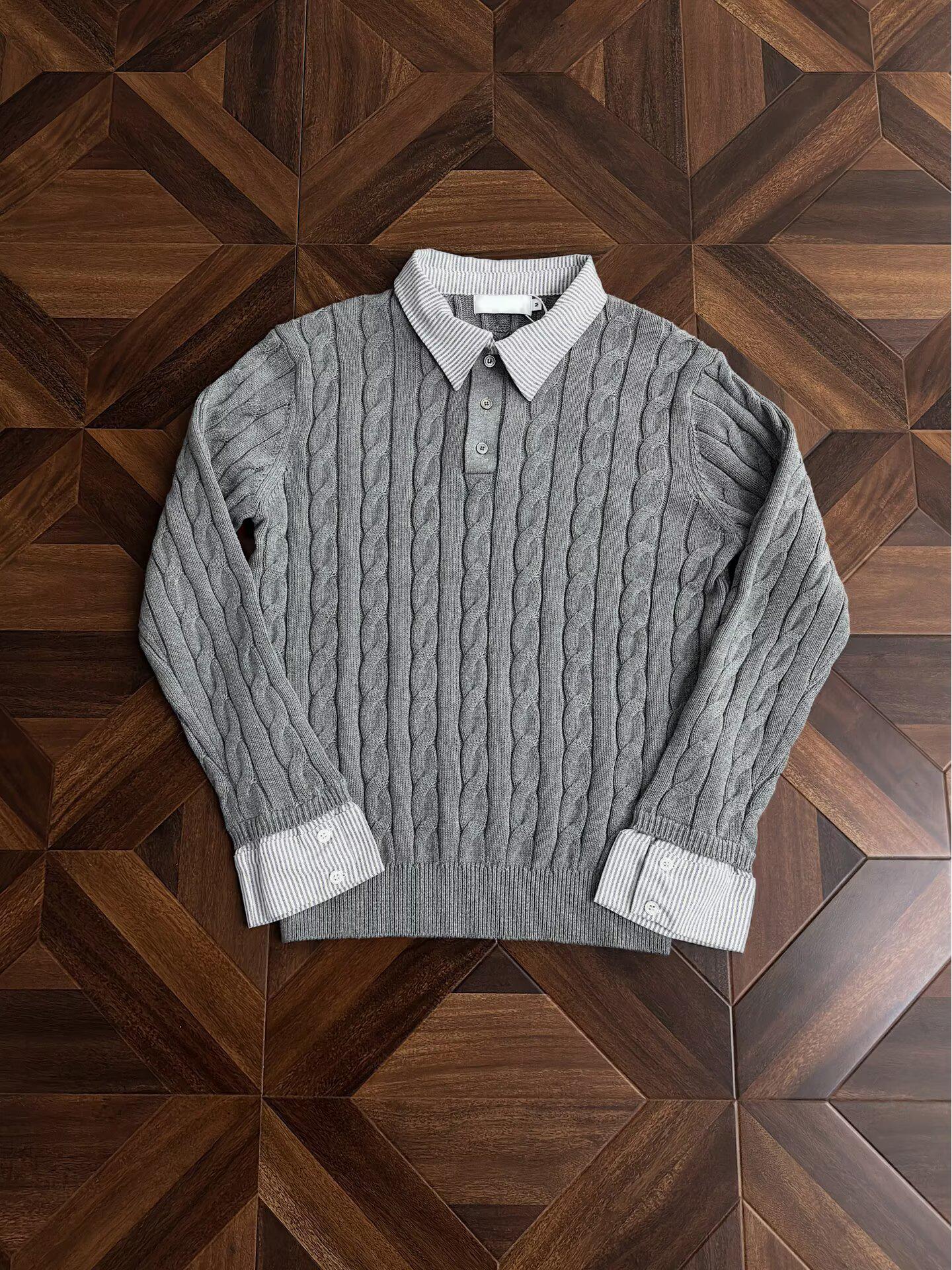 

Men s 2024 Autumn/Winter Casual V-Neck Cardigan - Retro Solid Color Knitwear 2XL сірий колір