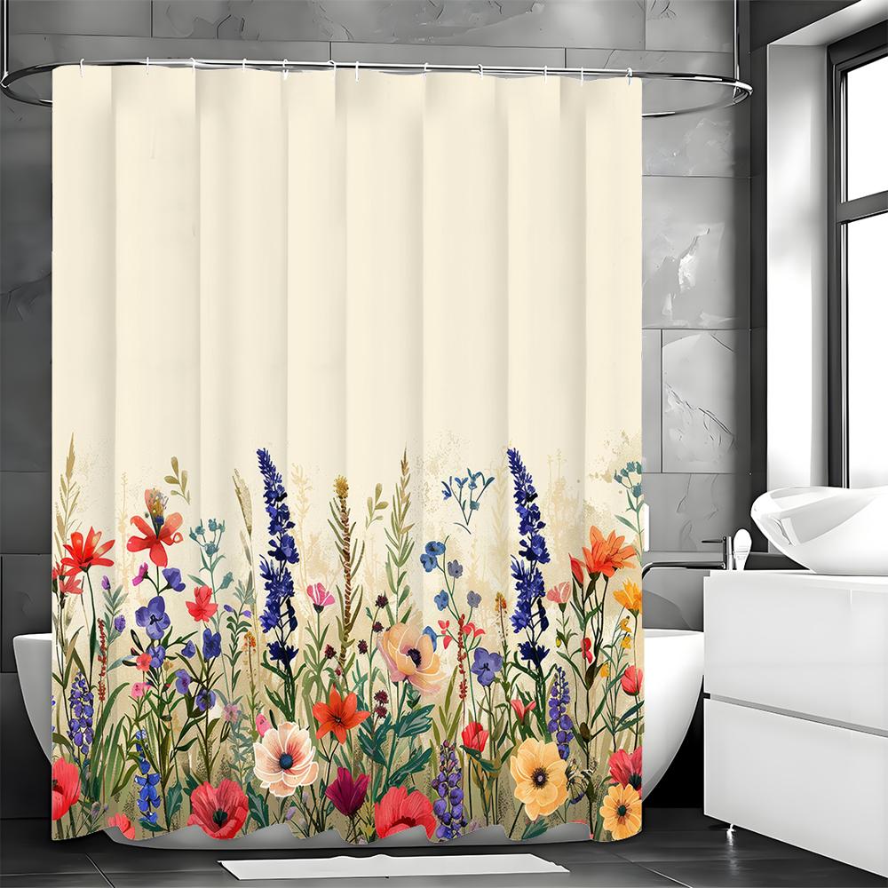 

Весенний Цветочный Растение Занавеска для Душа, Декоративная Занавеска для Душа для Ванной Комнаты, Водонепроницаемая Занавеска для Душа с Крючками 200*180cm