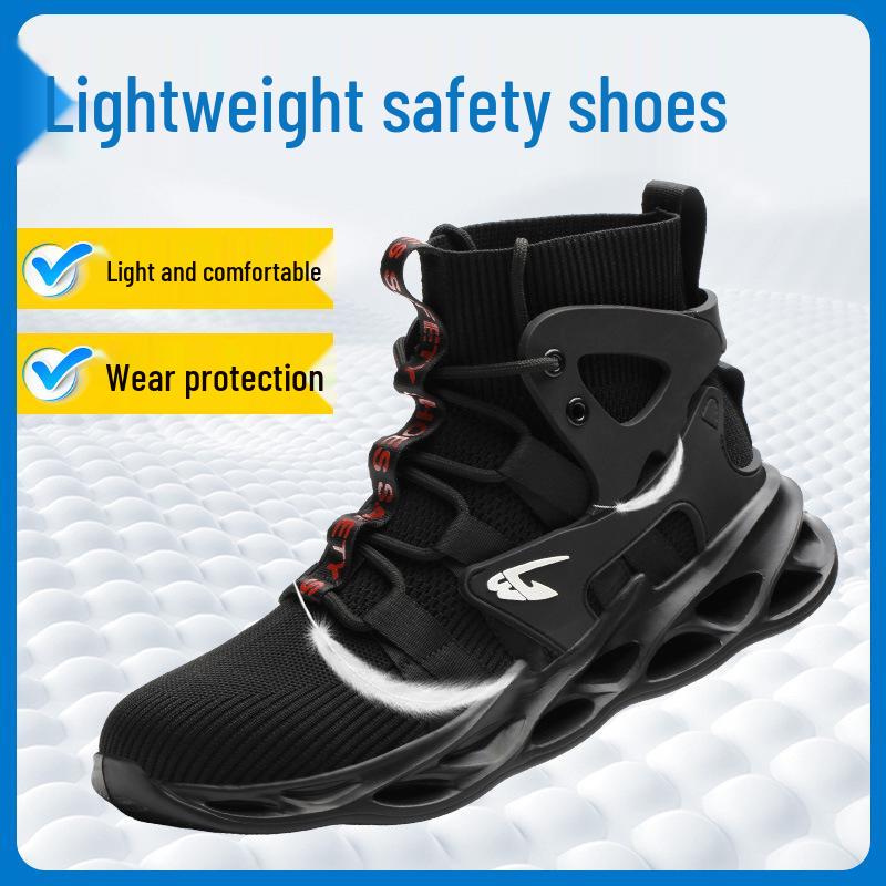 Lightweight Fly-Knit Safety Shoes: Durable, Comfortable, Anti-Smash & Anti-Pierce High-Tops for Labor Protection