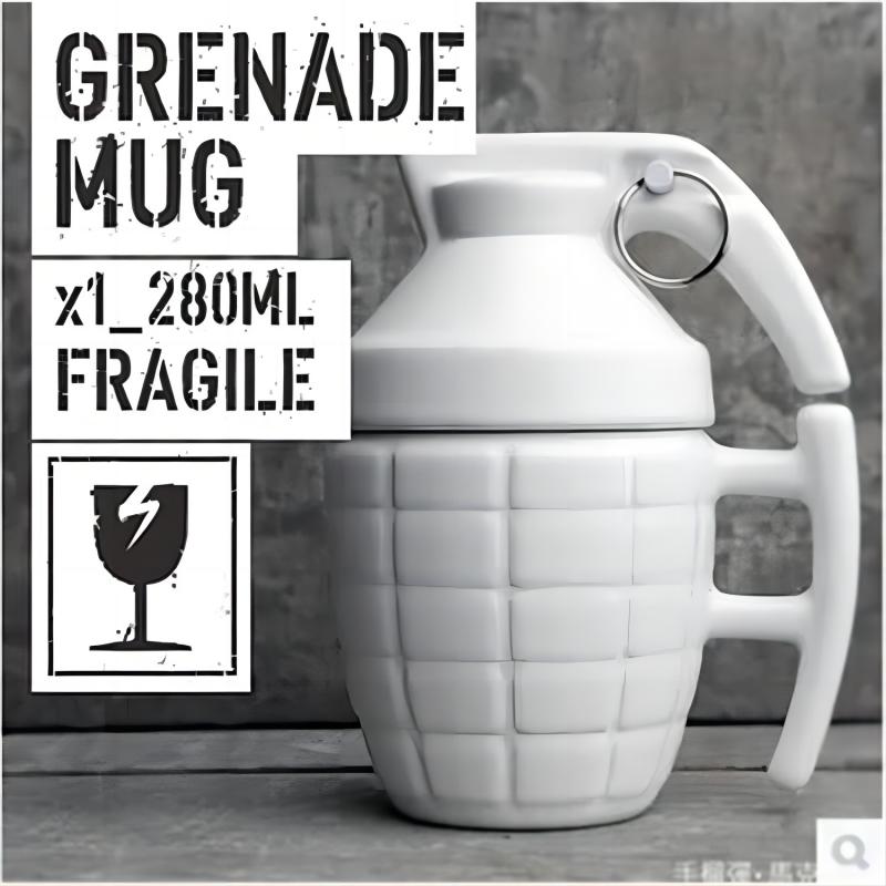 Funny Grenade Shaped Water Bottle Ceramic Coffee Mug Leak Proof Insulated Thermos Cup Unique Gift for Men Camping Office Use