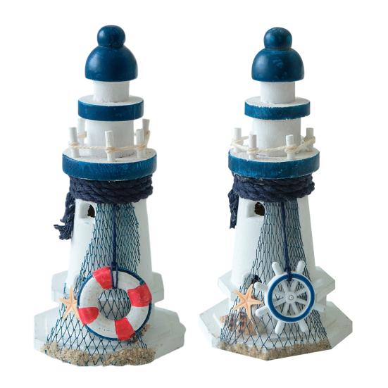 Retro Lighthouse Ornament Handmade Rustic Wooden Lighthouse Statue Coastal Table Centerpiece for Ocean Theme Party Beach House Decor