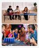 2.4 M Portable Beer Pong Table, LED Lights, Foldable Tailgate Table with Carrying Handles and 6 Pong Balls, Adjustable Height, Lightweight Table for
