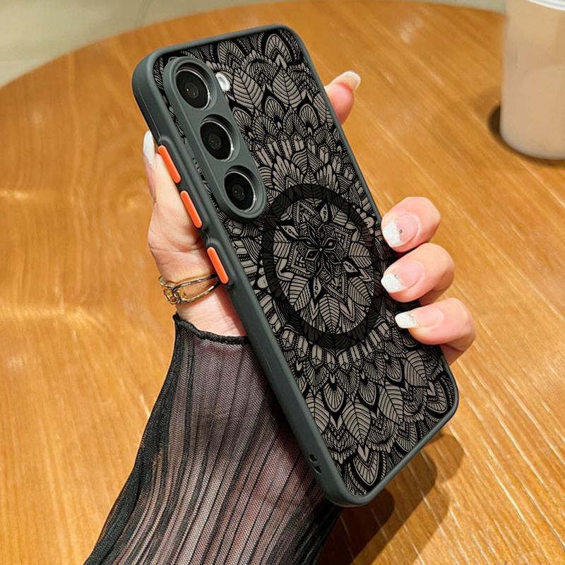 Rose Flower Pattern Magnetic Phone Case For Samsung Galaxy A57 A37 A17 A56 A36 A55 A35 A26 A16 A25 A15 5G A54 Acrylic Back Cover