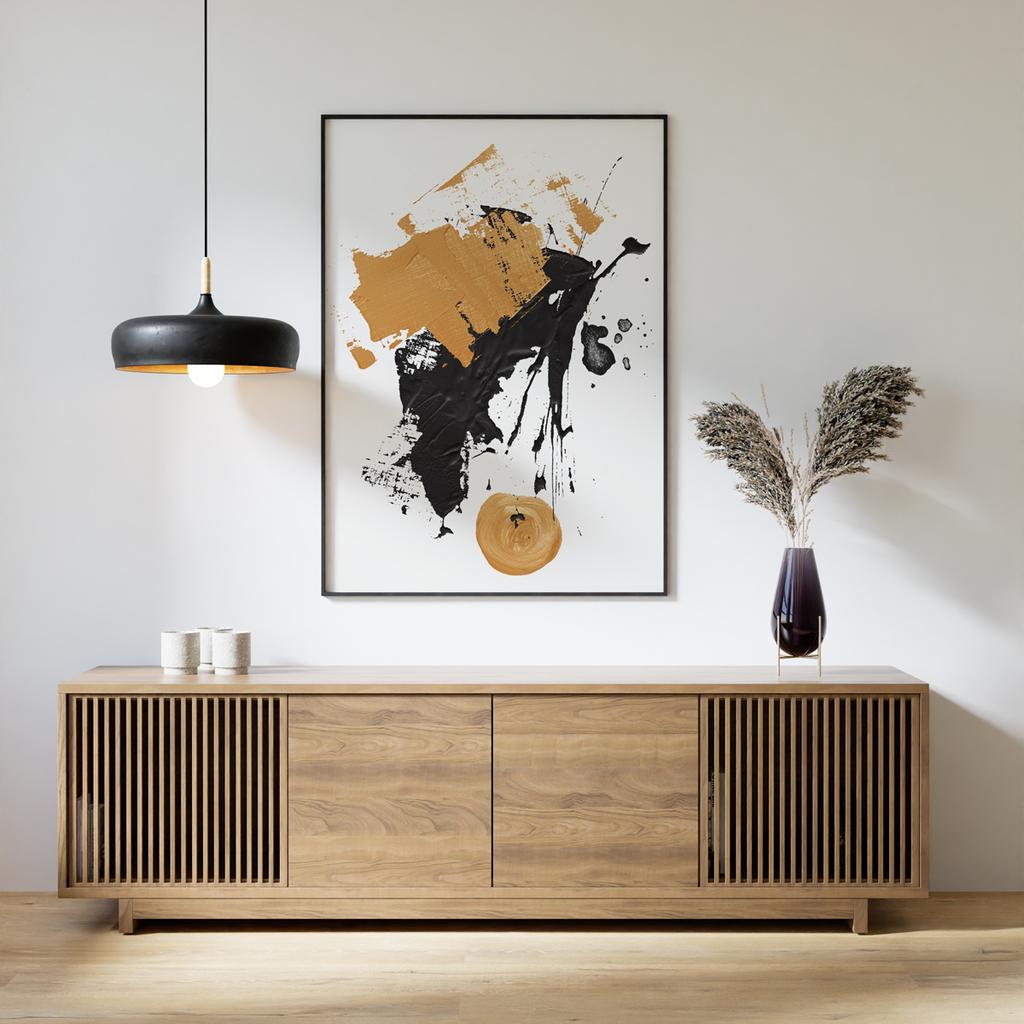 Poster Abstraktion schwarz gold