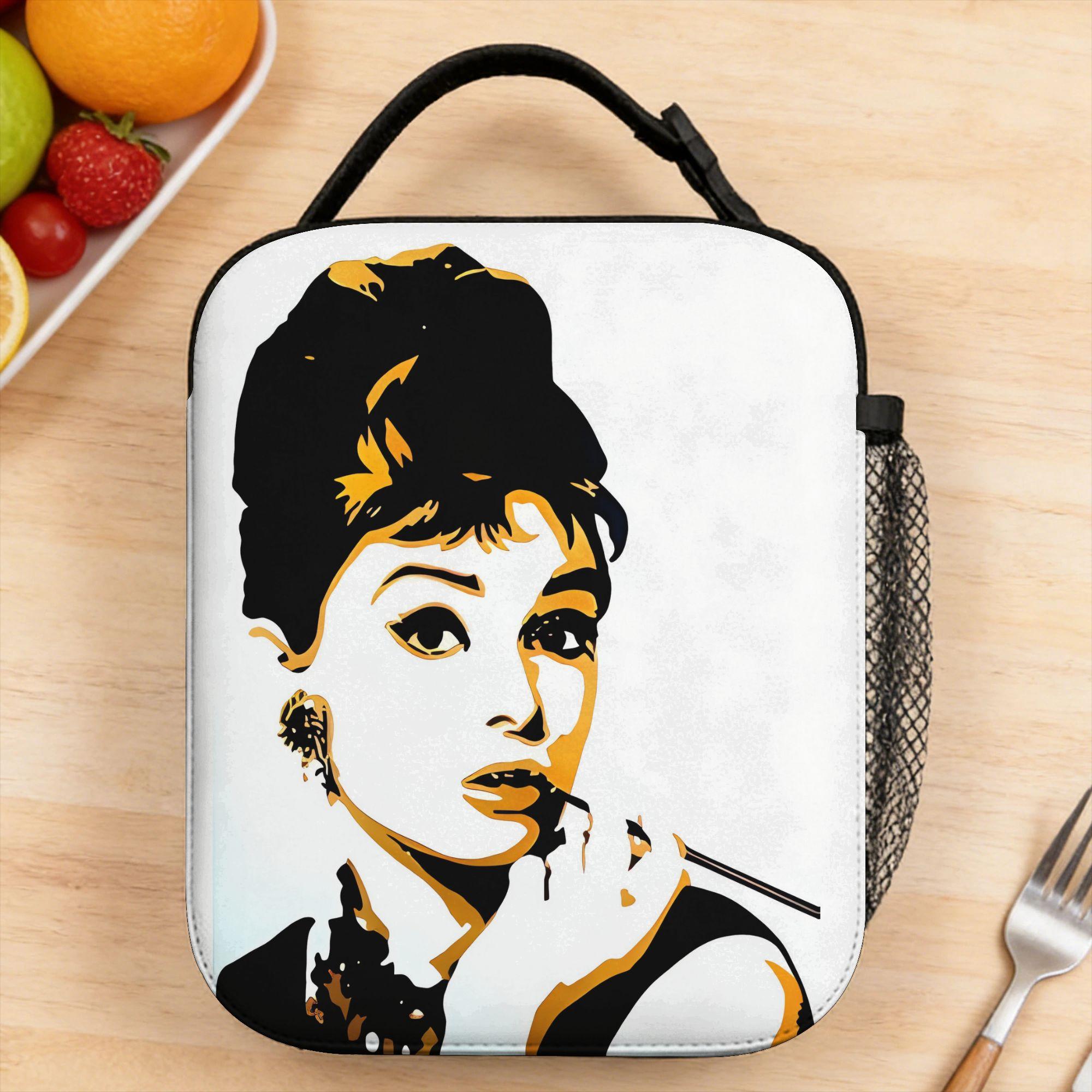 Audrey Hepburn Lunch Bag  Casual Lunch Box For Child  School Cooler Bag Oxford Thermal Tote Handbags One Size