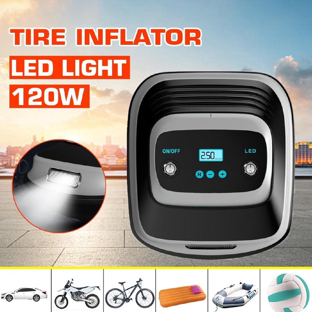 120w DC 12V Portable Car Air Pump Light LED Digital Tire Pump LCD Display Auto Air Compressor Car Motorcycle