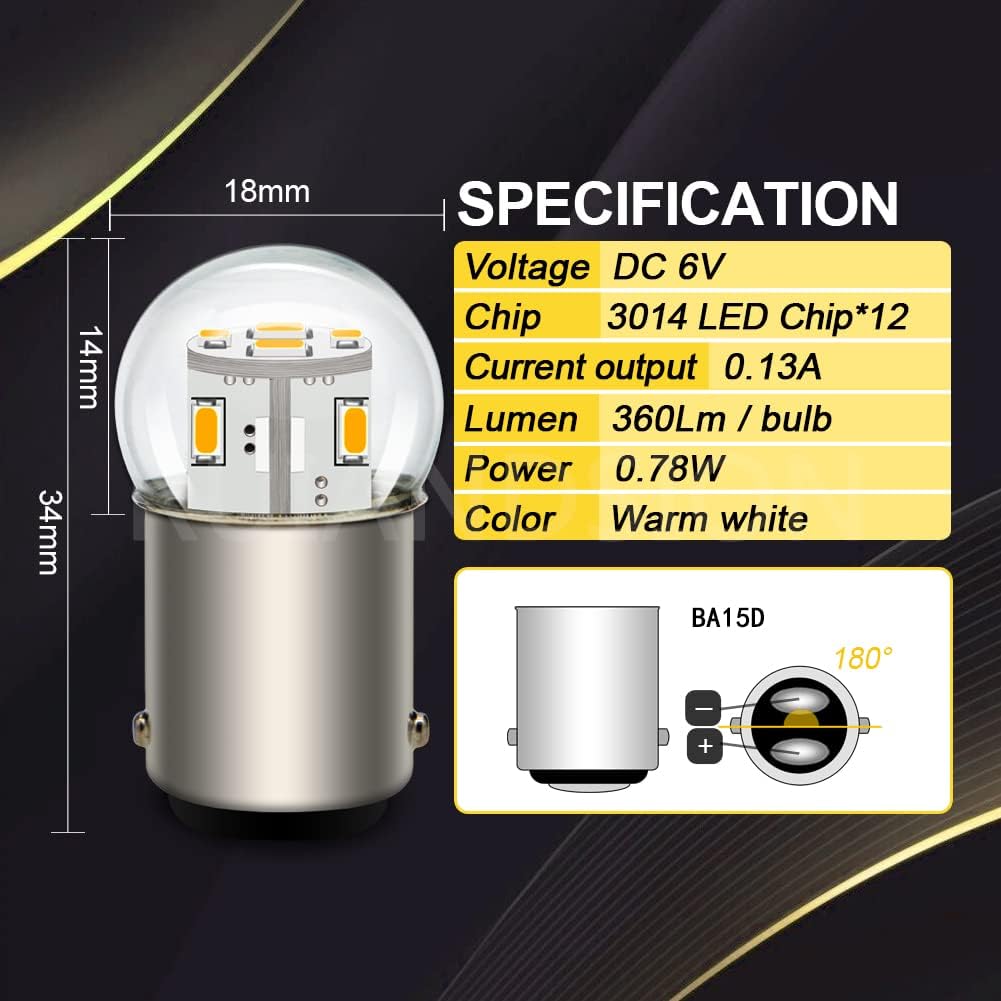 [12SMD High Brightness/Compatible with Many Vehicles] Ruiandsion BA15D LED Bulb