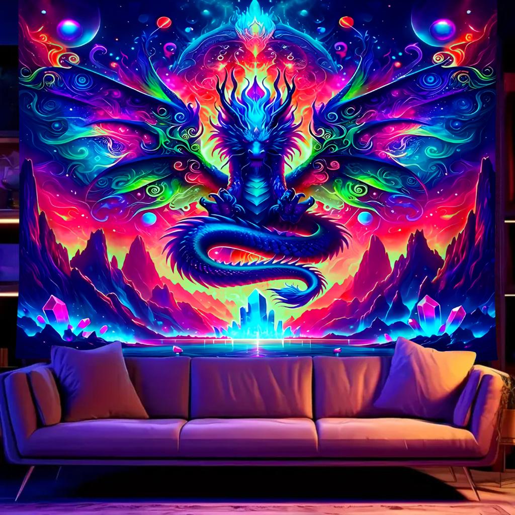 VIKAMA Drachenschuppen Wandteppich Kosmisch Blau Gaming-Zimmer Hintergrund Böhmische Wohnzimmer Dekorative Stoffe