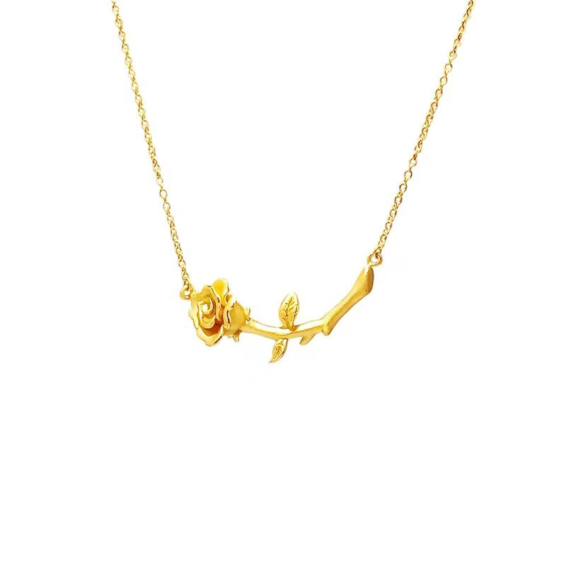 24K Gold-Plated Rose Pendant Necklace: Elegant Women's Jewelry Gift