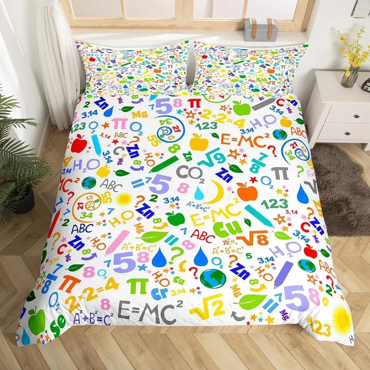 

Math Duvet Cover Computing Formula Bedding Set Watercolor Geometry Art Comforter Cover Mathematical Formula Bed Set Twin Queen AU Double(180*210cm)3pcs