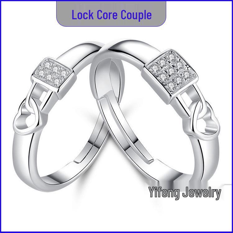 Adjustable Couple Rings: Korean Style White Gold Plated Valentine's Jewelry