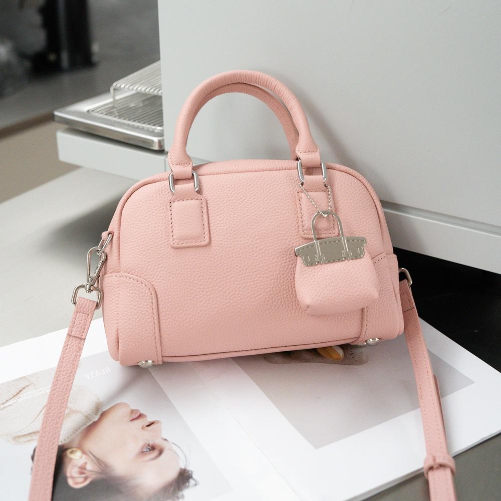 Fashionable Women's Bag Genuine Leather Hand-held Boston Bag Single-shoulder Versatile Crossbody Bag