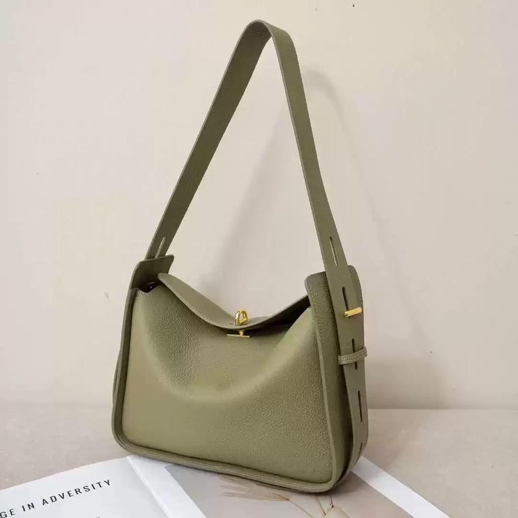 New Niche Luxury Designer Shoulder Crossbody Armpit Bag Head Layer Cowhide Leather Ladies Wide Shoulder Strap Large Capacity Bag