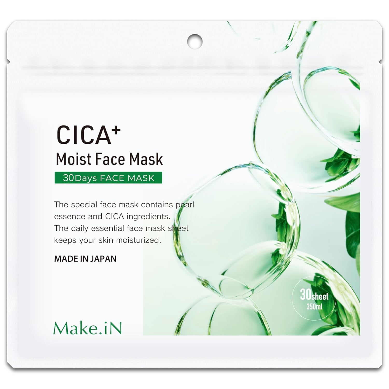 

CICA MOIST FACE MASK 30 sheets Make.iN pack made Japan beauty ingredients moisturizing home esthetic sheet hydrating skincare (1)