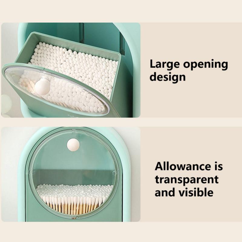 Excellent Cotton Pad Dispenser Easy To Take Sanitary Practical Wall Mounted Makeup Cotton Swabs Flip Organizer