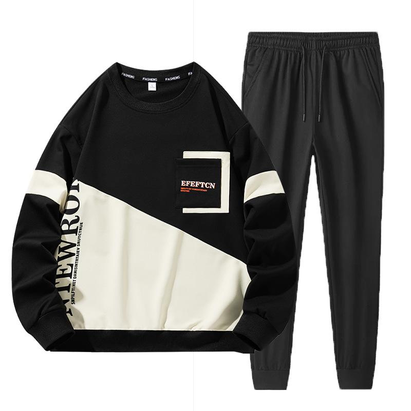 

Весенне-осенний мужской спортивный комплект с круглым вырезом, комплект худи из двух предметов, комплект спортивной одежды, молодежная одежда для бега XXL бежевый