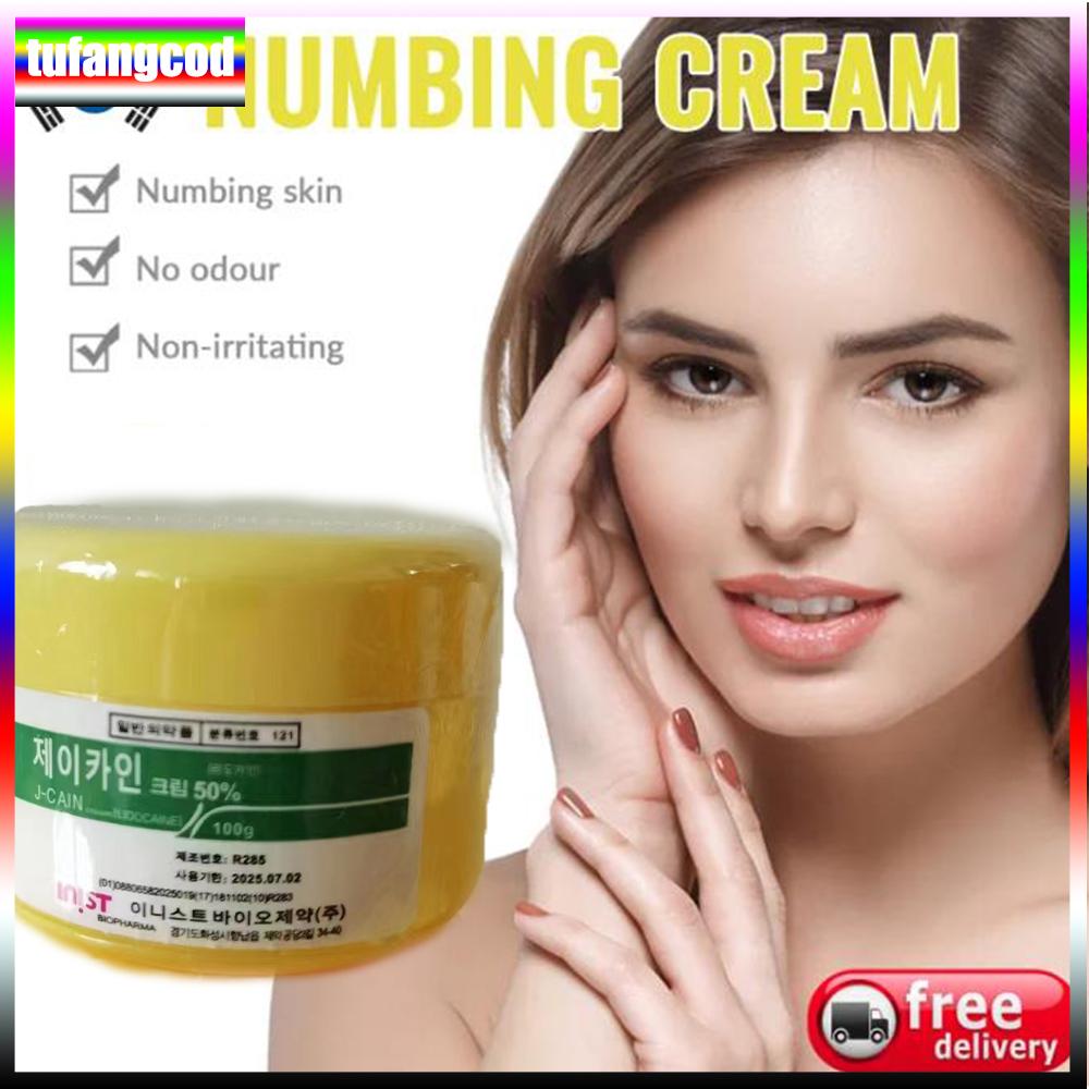 Tufangcod 100g Tattoo Anesthetic Fast Skin Numbing 50% Yellow Cream Semi Permanent