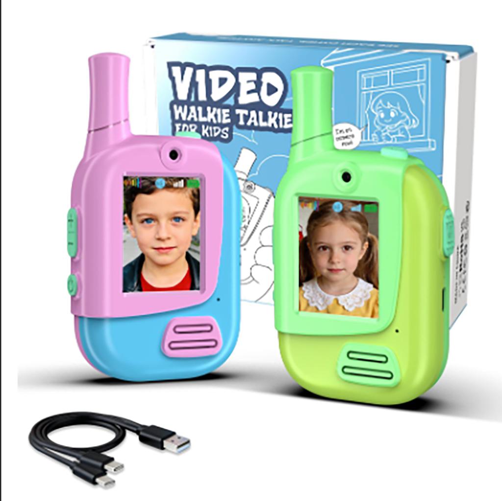 2er-Pack Video-Walkie-Talkies für Kinder von 3-12 Jahren, 4 Stimmeffekte & Bildschirm, Wiederaufladbar, Perfektes Weihnachtsgeschenk für Jungen Mädchen
