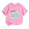 Kids Boys Girls 100% Cotton Crew Neck Short Sleeve T-Shirt, Cute Frozen Capybara Print Casual So Cold Pattern Soft Breathable Summer Tee for Daily Wea