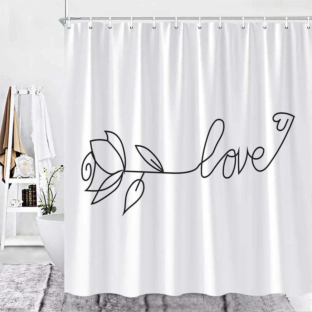 Color Geometric Shower Curtain Set Mid Century Modern Retro Drop Shapes Abstract Art Bathroom Polyester Fabric Curtains Hooks