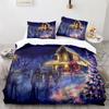 Christmas Duvet Cover Set King Queen Full Size Snowflake Gold Deer Pattern Holiday Bedding Set Polyester Comforter Cover for Kid
