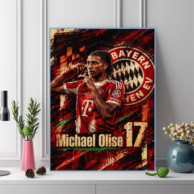Michael Olise Soccer Star 100% Round Full Drill 5D DIY Diamond Painting Embroidery Cross Stitch Rhinestone Decor