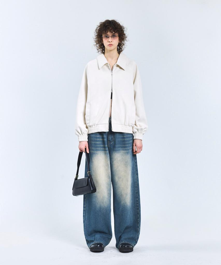 Standarderror 87-Stan057 Raglan Suede Blouson Jacket Ivory