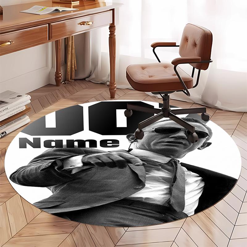Custom Name 007 James Bond Printed Round Rug Carpet Chair Rug Area Rug Entryway Doormats,for Office Chair Living Room Bedroom Kitchen Room.