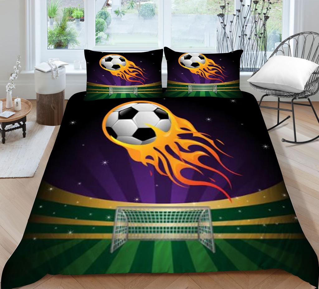 Quilt Cover Pillowcase Two Or Three-Piece Football Series 3D Digital Printing Polyester