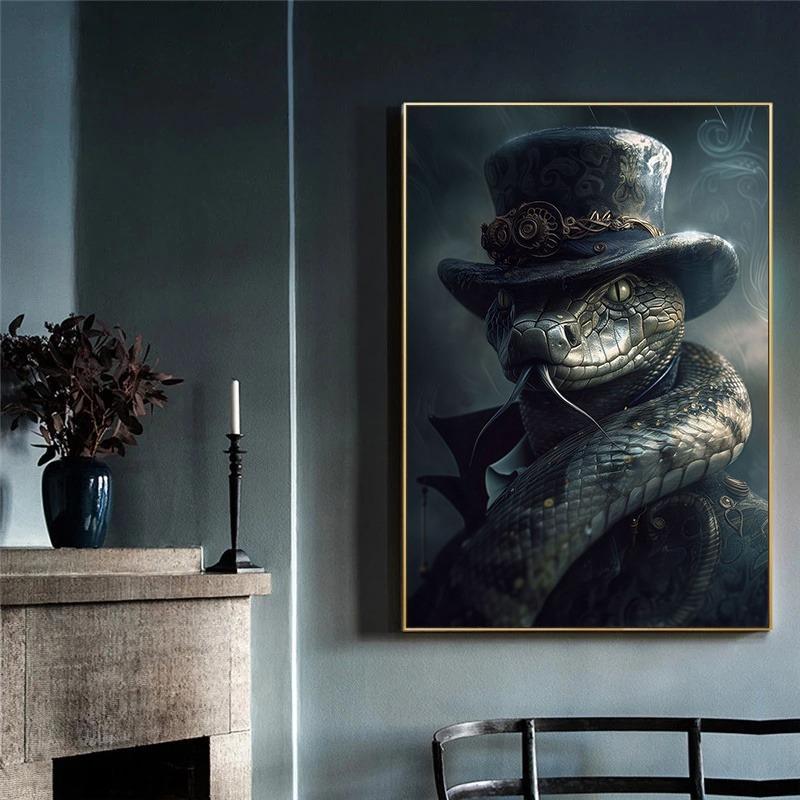 Cool Steampunk Animals Portrait Canvas Print Posters Pictures Retro Animal Wall Art Painting Mural for Living Room Home Decor