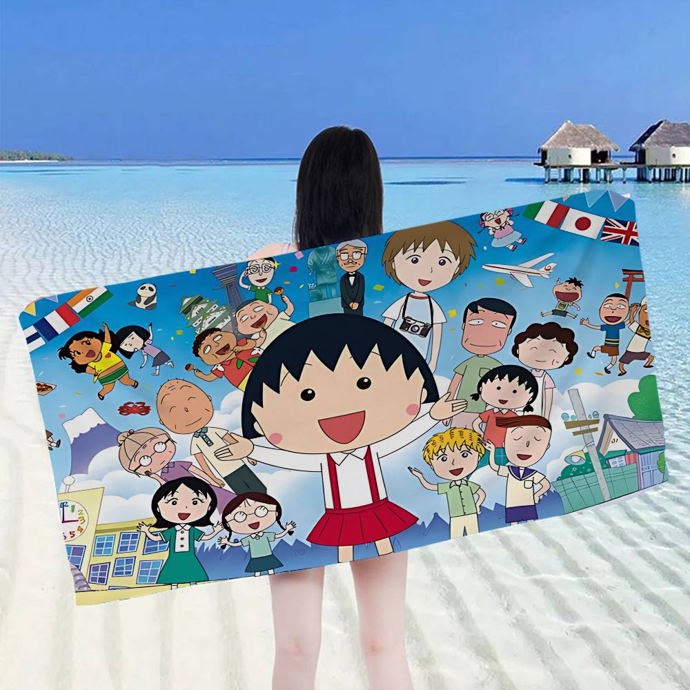 Catoon C-Chibi Maruko Chan Anime Beach Swimming Towel Soft Absorbent Washcloth Children's Gifts for Kids Travel Camping Gym