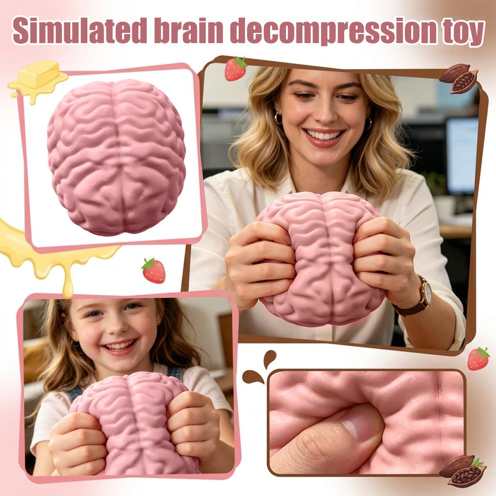 Realistic Brain Stress Ball Squishy Toy Soft Sensory Fidget Squeeze Toy for Stress Relief and Hand Exercise