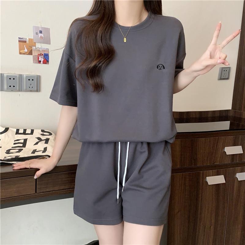 Women's Piqué Cotton Embroidered Sports Suit: Summer Lightweight, Fashionable, Loose-Fit Two-Piece In Large Sizes, Southeast Asia Style