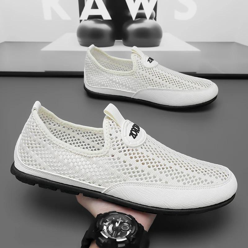 Breathable Hollow Out Casual Walking Driving Shoes Lazy Shoes Chaussure Hombre Summer Men Shoes Slip-on Loafers Casual Shoes